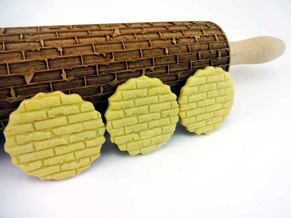 FLOWERING VINE Embossing Rolling Pin. Laser Engraved Dough Roller with Climbing Flowers Pattern for Embossed Cookies or Pottery
