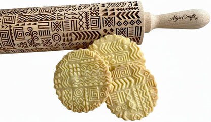 FLOWERING VINE Embossing Rolling Pin. Laser Engraved Dough Roller with Climbing Flowers Pattern for Embossed Cookies or Pottery