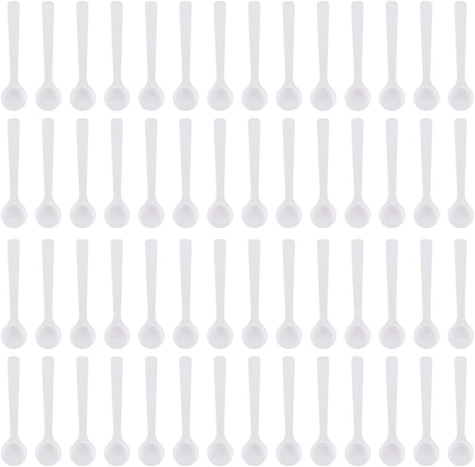 1 g Micro Measuring Spoons, White Plastic Powder Scoops | White 1 g Long-Handle Spoons Help Measure Small Amounts in Jars, Bottles, Spice Containers and Cosmetic Powders