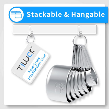 TILUCK Stainless Steel Measuring Cups & Spoons Set,Coffee Scoop Spoon | Kitchen Gadgets for Cooking & Baking,Set of 13
