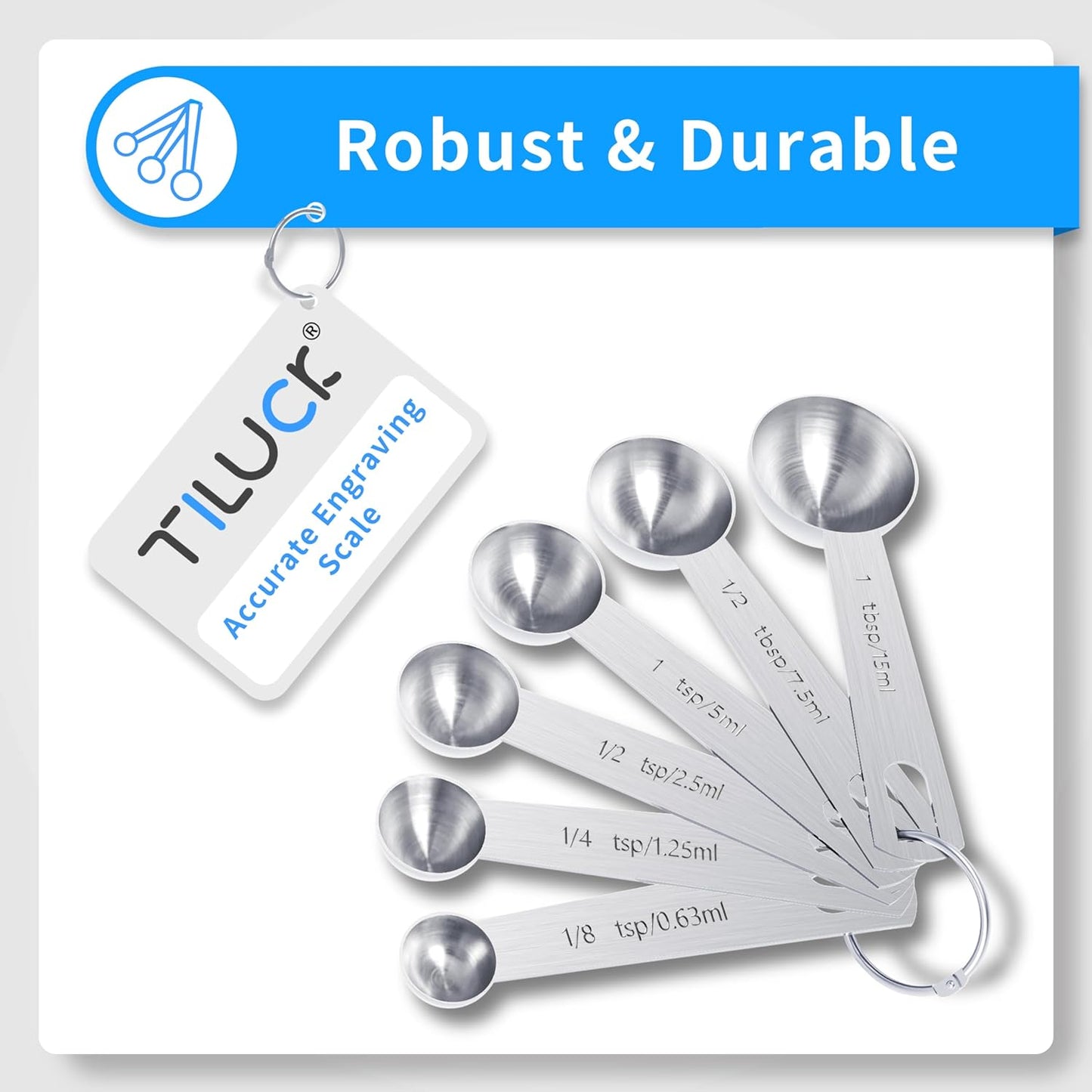 TILUCK Stainless Steel Measuring Cups & Spoons Set,Coffee Scoop Spoon | Kitchen Gadgets for Cooking & Baking,Set of 13