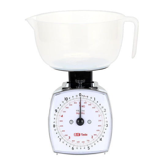 11lb Analog Food Scale Mechanical Dial Kitchen Scale, Removable Measuring Cup, Tare Function, Kitchen Friendly