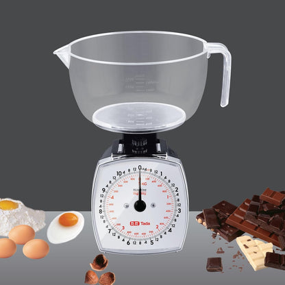 11lb Analog Food Scale Mechanical Dial Kitchen Scale, Removable Measuring Cup, Tare Function, Kitchen Friendly