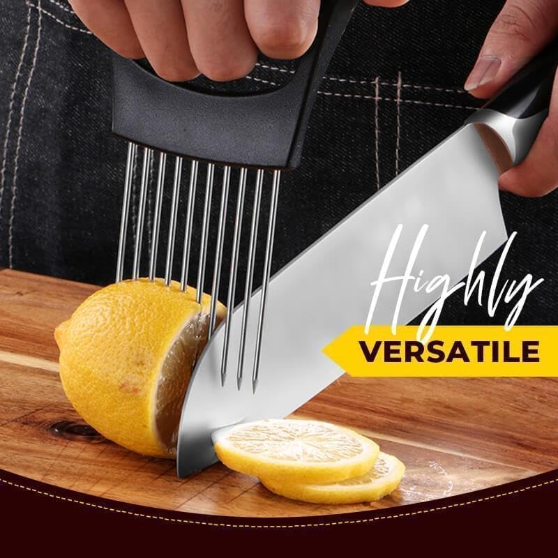 Onion Slicer, Stainless Steel Onion Holder for Slicing with Protective Case, Onion Cutter Tool for Meat Lemon Potato Tomato Avocado Egg Kitchen Slicing Assistant Tool (1 PCS)