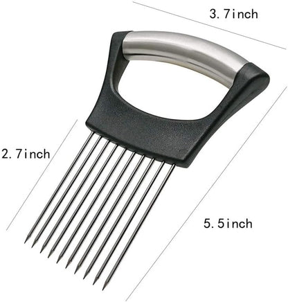 Onion Slicer, Stainless Steel Onion Holder for Slicing with Protective Case, Onion Cutter Tool for Meat Lemon Potato Tomato Avocado Egg Kitchen Slicing Assistant Tool (1 PCS)