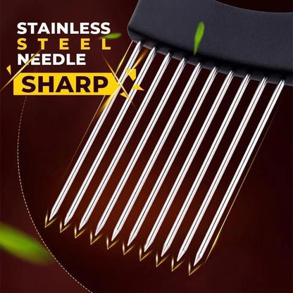Onion Slicer, Stainless Steel Onion Holder for Slicing with Protective Case, Onion Cutter Tool for Meat Lemon Potato Tomato Avocado Egg Kitchen Slicing Assistant Tool (1 PCS)