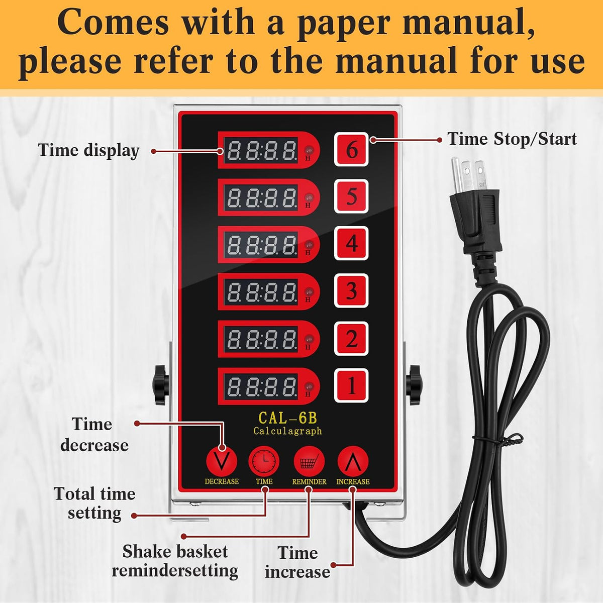 1 Pack Commercial Digital Kitchen Timer for Cooking, 8 Channel