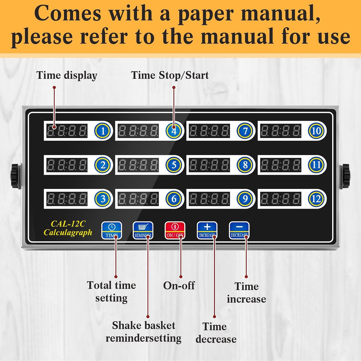 1 Pack Commercial Digital Kitchen Timer for Cooking, 8 Channel