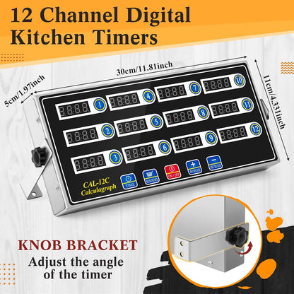 1 Pack Commercial Digital Kitchen Timer for Cooking, 8 Channel