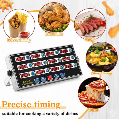 1 Pack Commercial Digital Kitchen Timer for Cooking, 8 Channel