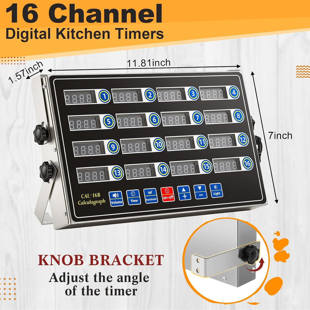 1 Pack Commercial Digital Kitchen Timer for Cooking, 8 Channel
