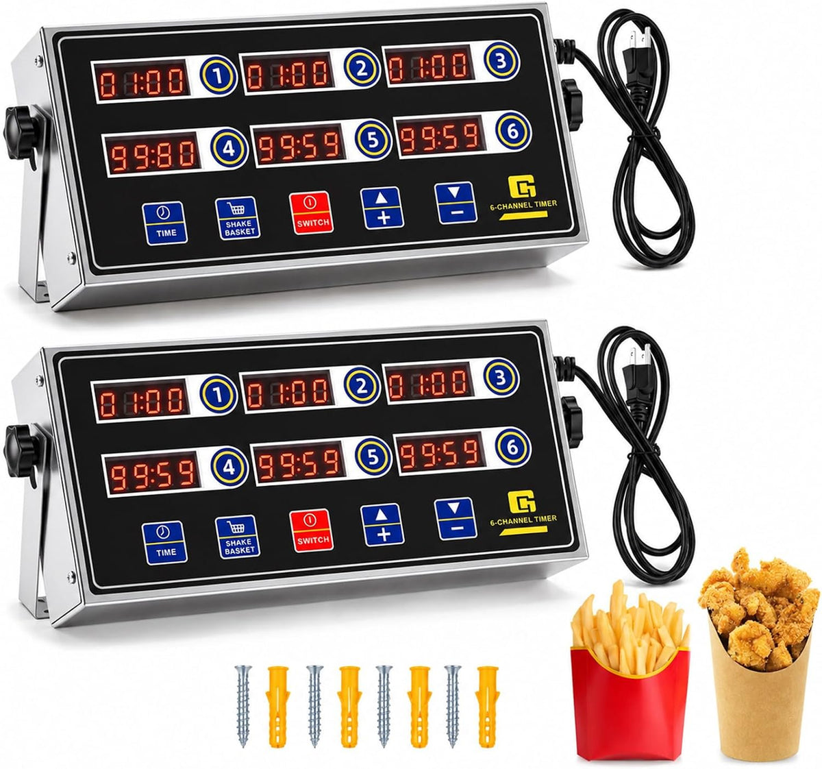 1 Pack Commercial Digital Kitchen Timer for Cooking, 8 Channel