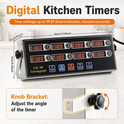 1 Pack Commercial Digital Kitchen Timer for Cooking, 8 Channel