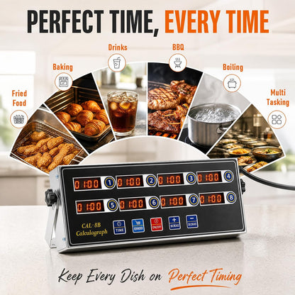 1 Pack Commercial Digital Kitchen Timer for Cooking, 8 Channel
