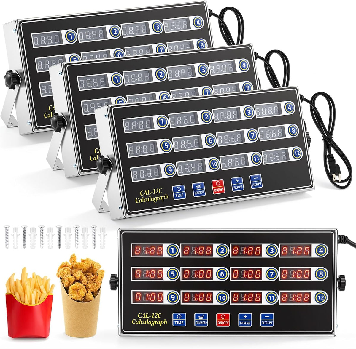 1 Pack Commercial Digital Kitchen Timer for Cooking, 8 Channel