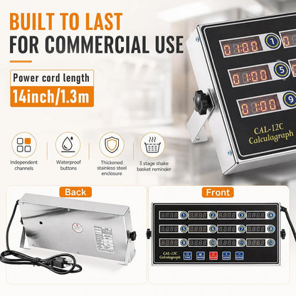 1 Pack Commercial Digital Kitchen Timer for Cooking, 8 Channel