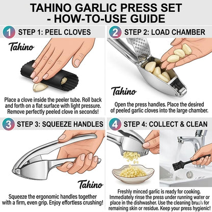 Garlic Press Crusher & Mincer – Heavy Duty Zinc Alloy Garlic Press, Ergonomic Easy Squeeze Handheld Garlic Crusher Tool, Rust Resistant Kitchen Garlic Mincer