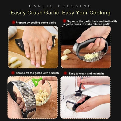 Garlic Press Crusher & Mincer – Heavy Duty Zinc Alloy Garlic Press, Ergonomic Easy Squeeze Handheld Garlic Crusher Tool, Rust Resistant Kitchen Garlic Mincer