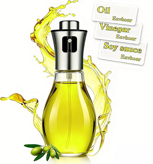 oil sprayer for cooking，Olive Oil Fine Mist Spray Bottle6.7oz/200ml | Portion control mist for air fryer, salad, BBQ, refillable & reusable, fine mist olive oil kitchen sprayer,labels