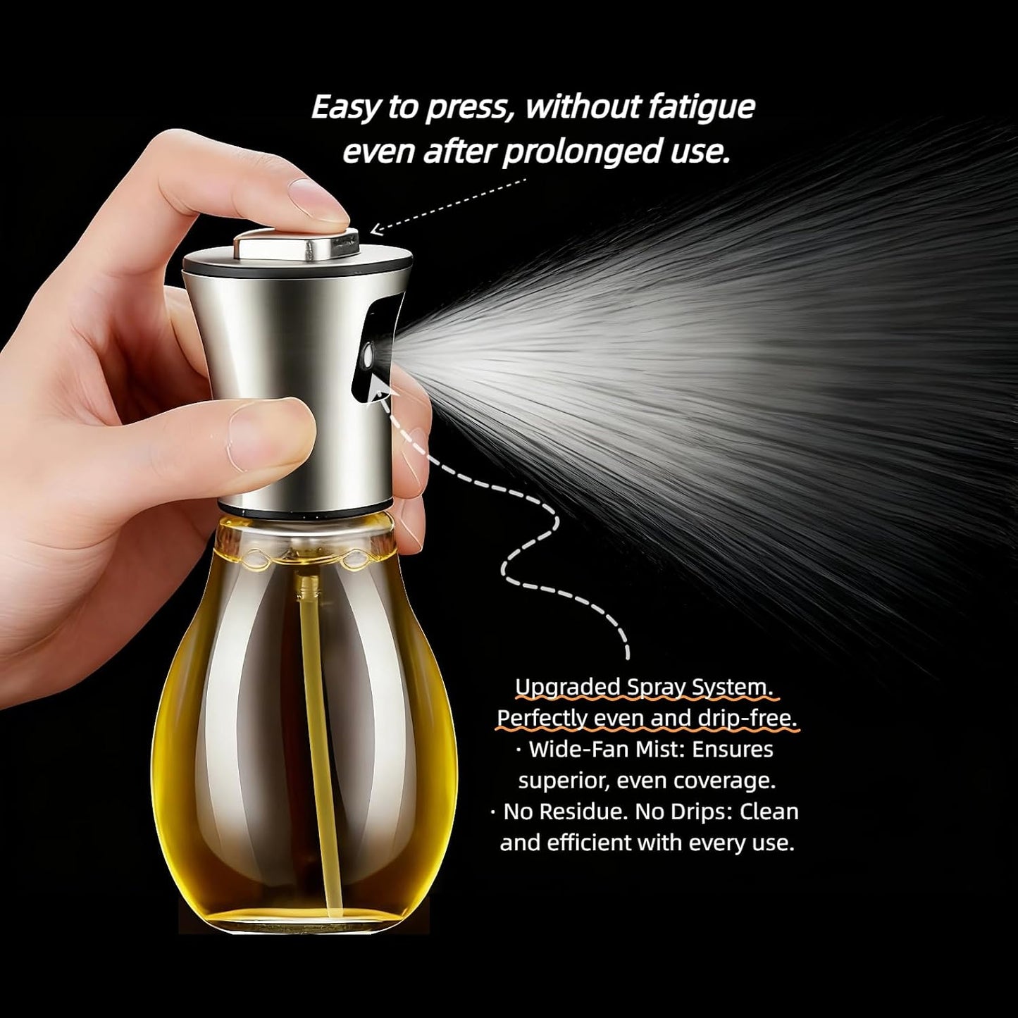 oil sprayer for cooking，Olive Oil Fine Mist Spray Bottle6.7oz/200ml | Portion control mist for air fryer, salad, BBQ, refillable & reusable, fine mist olive oil kitchen sprayer,labels