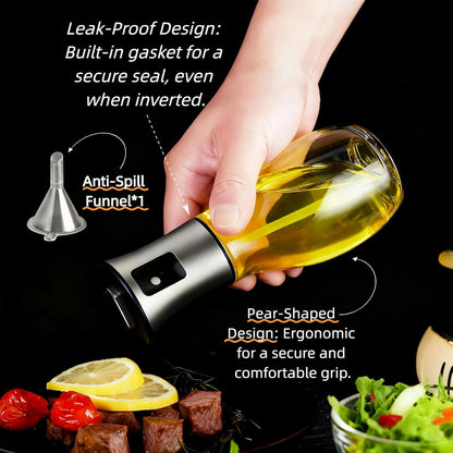 oil sprayer for cooking，Olive Oil Fine Mist Spray Bottle6.7oz/200ml | Portion control mist for air fryer, salad, BBQ, refillable & reusable, fine mist olive oil kitchen sprayer,labels