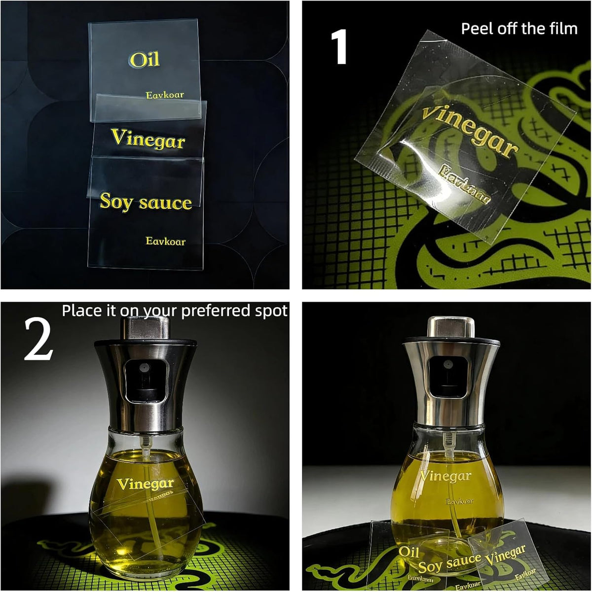 oil sprayer for cooking，Olive Oil Fine Mist Spray Bottle6.7oz/200ml | Portion control mist for air fryer, salad, BBQ, refillable & reusable, fine mist olive oil kitchen sprayer,labels