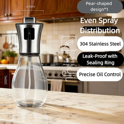 oil sprayer for cooking，Olive Oil Fine Mist Spray Bottle6.7oz/200ml | Portion control mist for air fryer, salad, BBQ, refillable & reusable, fine mist olive oil kitchen sprayer,labels