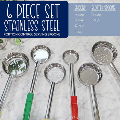 Portion Control Serving Spoons (6-Piece Ladle Set)