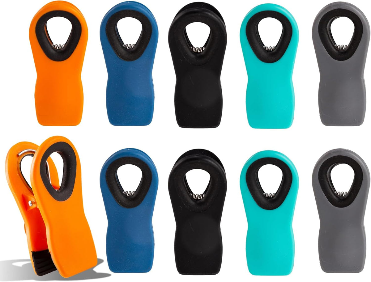 Chip Clips Bag Clips Magnetic Bread Bag Food Package with Silicone Textured Mouth (10pcs Colored)