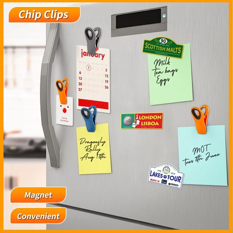 Chip Clips Bag Clips Magnetic Bread Bag Food Package with Silicone Textured Mouth (10pcs Colored)