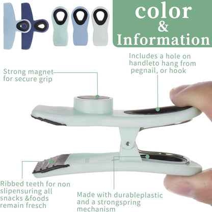 Chip Clips Bag Clips Magnetic Bread Bag Food Package with Silicone Textured Mouth (10pcs Colored)