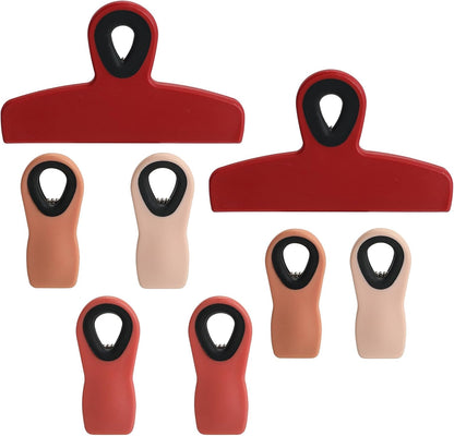 Chip Clips Bag Clips Magnetic Bread Bag Food Package with Silicone Textured Mouth (10pcs Colored)