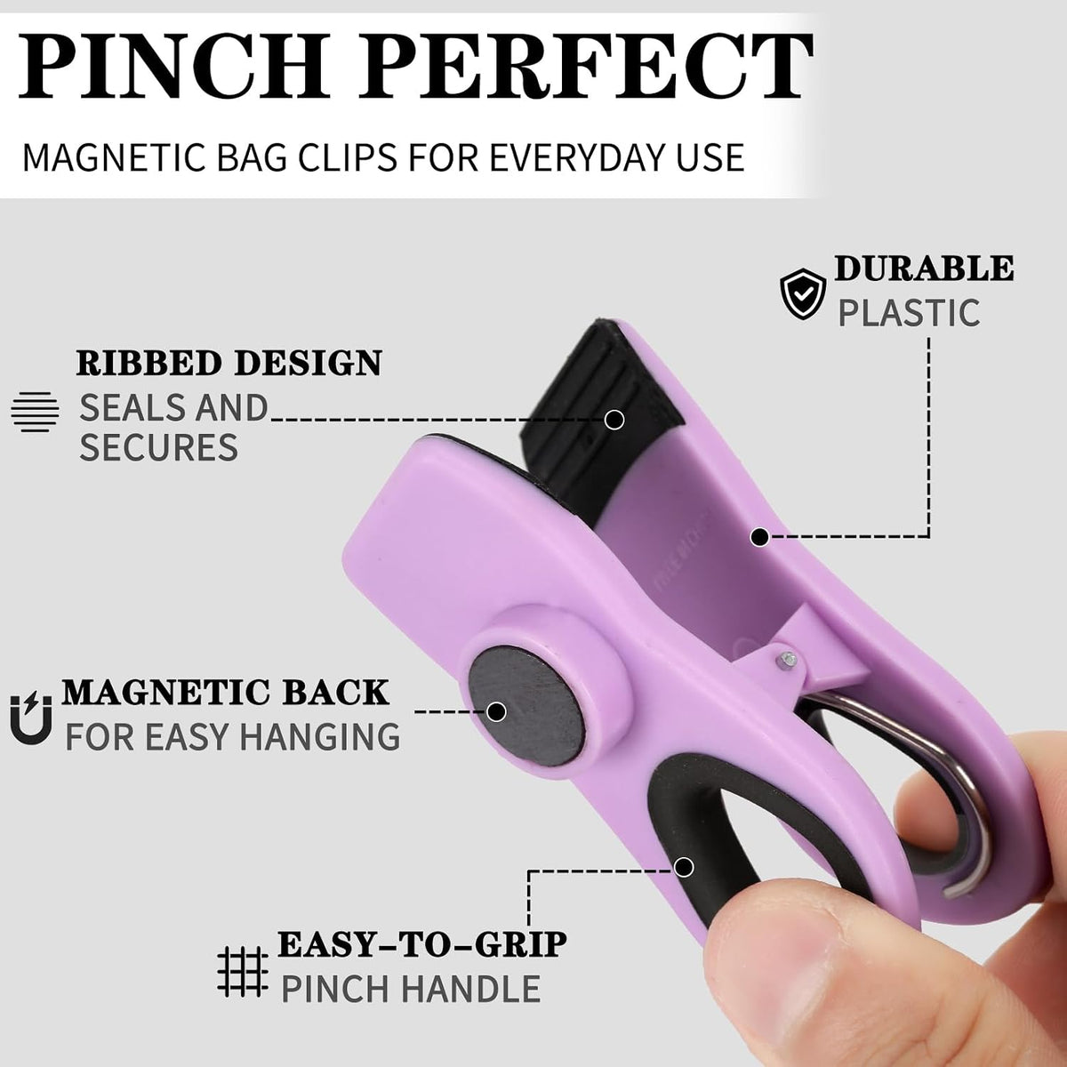 Chip Clips Bag Clips Magnetic Bread Bag Food Package with Silicone Textured Mouth (10pcs Colored)