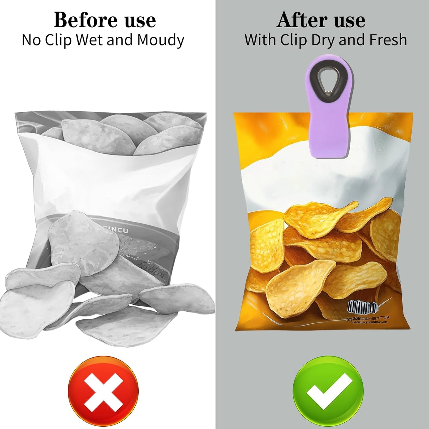 Chip Clips Bag Clips Magnetic Bread Bag Food Package with Silicone Textured Mouth (10pcs Colored)