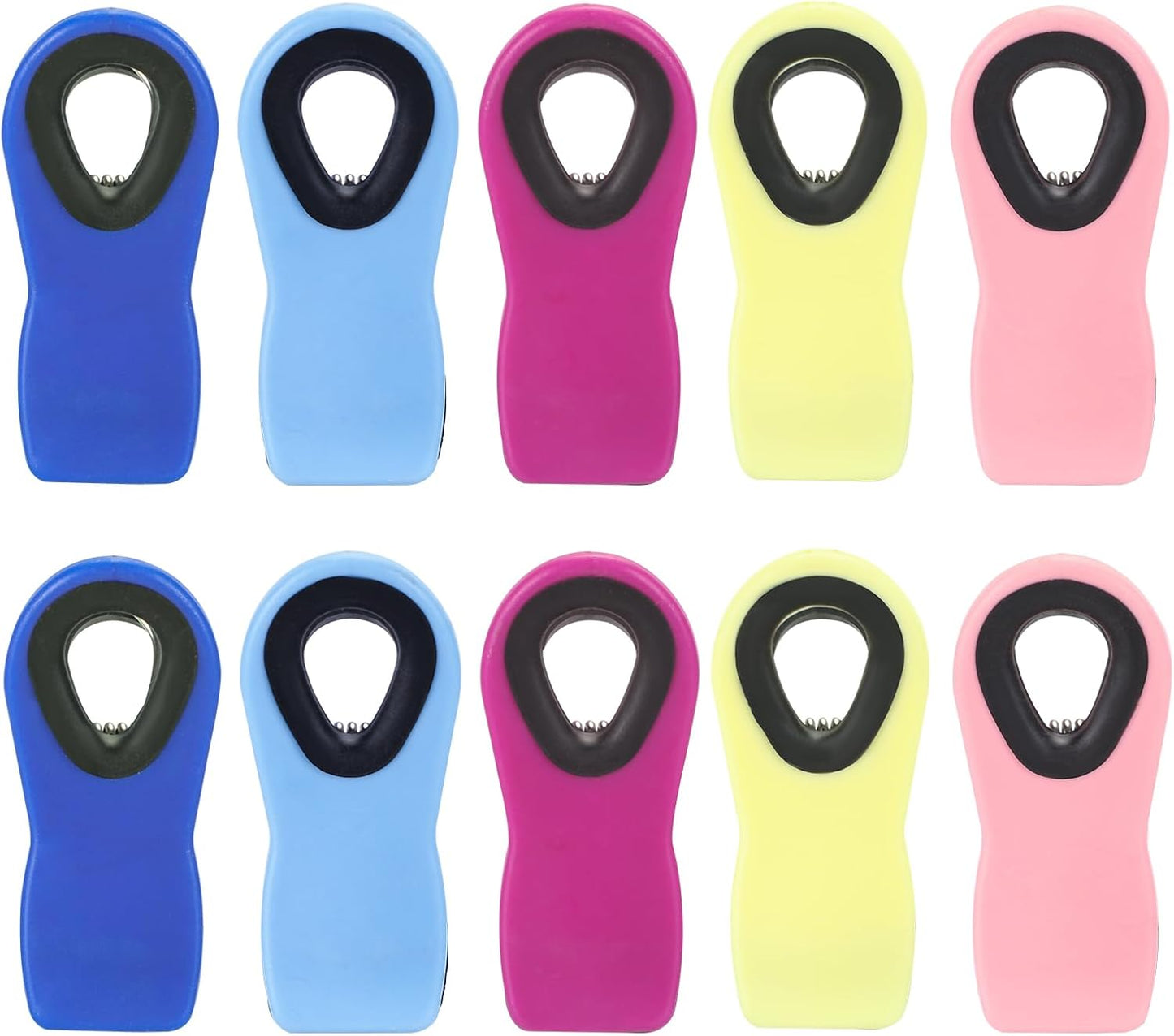Chip Clips Bag Clips Magnetic Bread Bag Food Package with Silicone Textured Mouth (10pcs Colored)