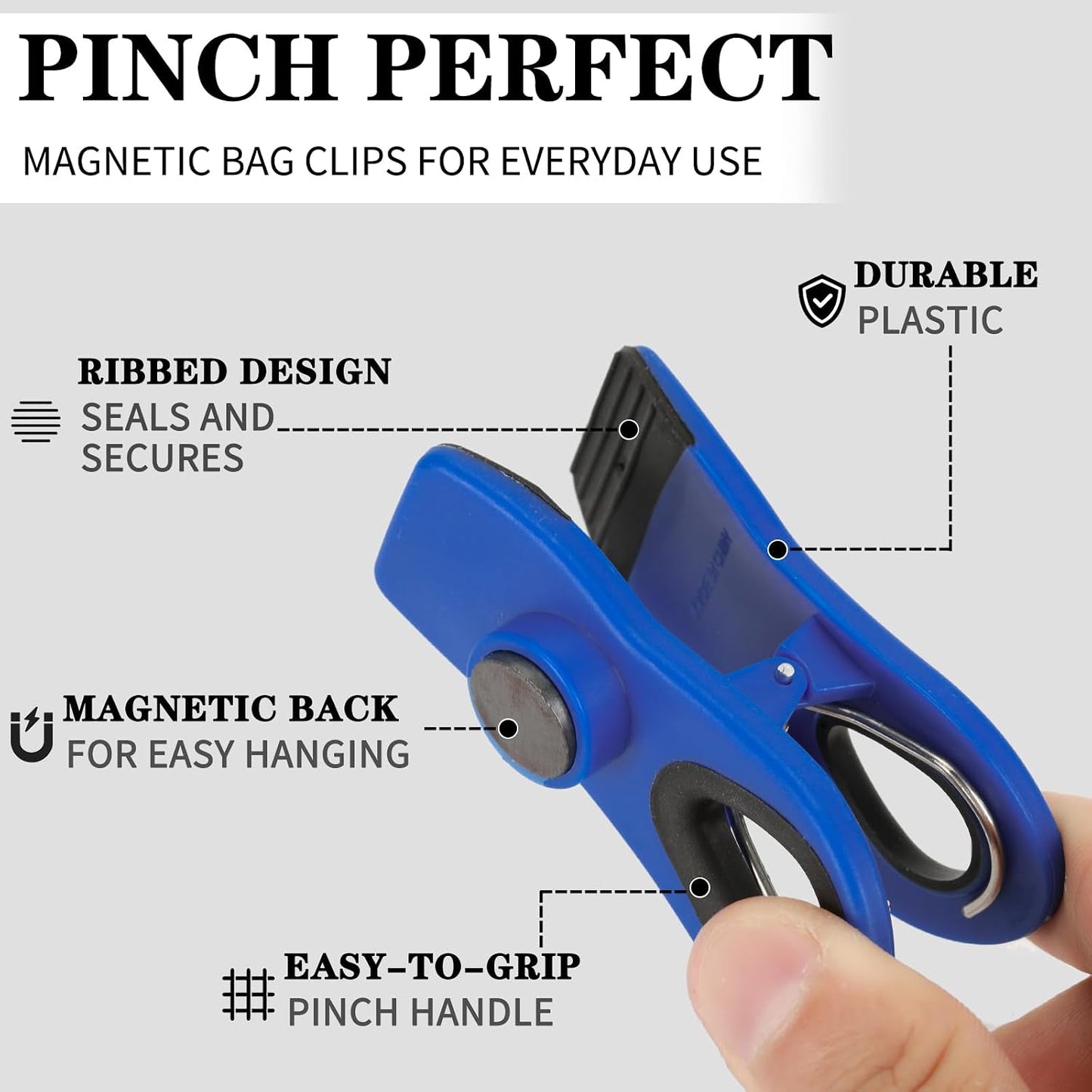 Chip Clips Bag Clips Magnetic Bread Bag Food Package with Silicone Textured Mouth (10pcs Colored)