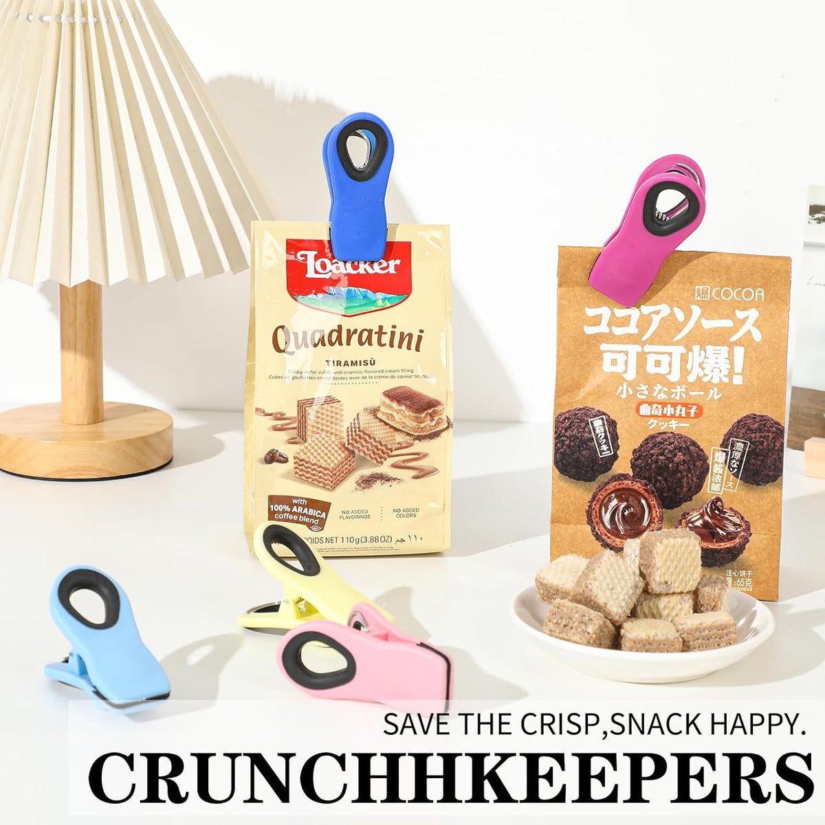 Chip Clips Bag Clips Magnetic Bread Bag Food Package with Silicone Textured Mouth (10pcs Colored)