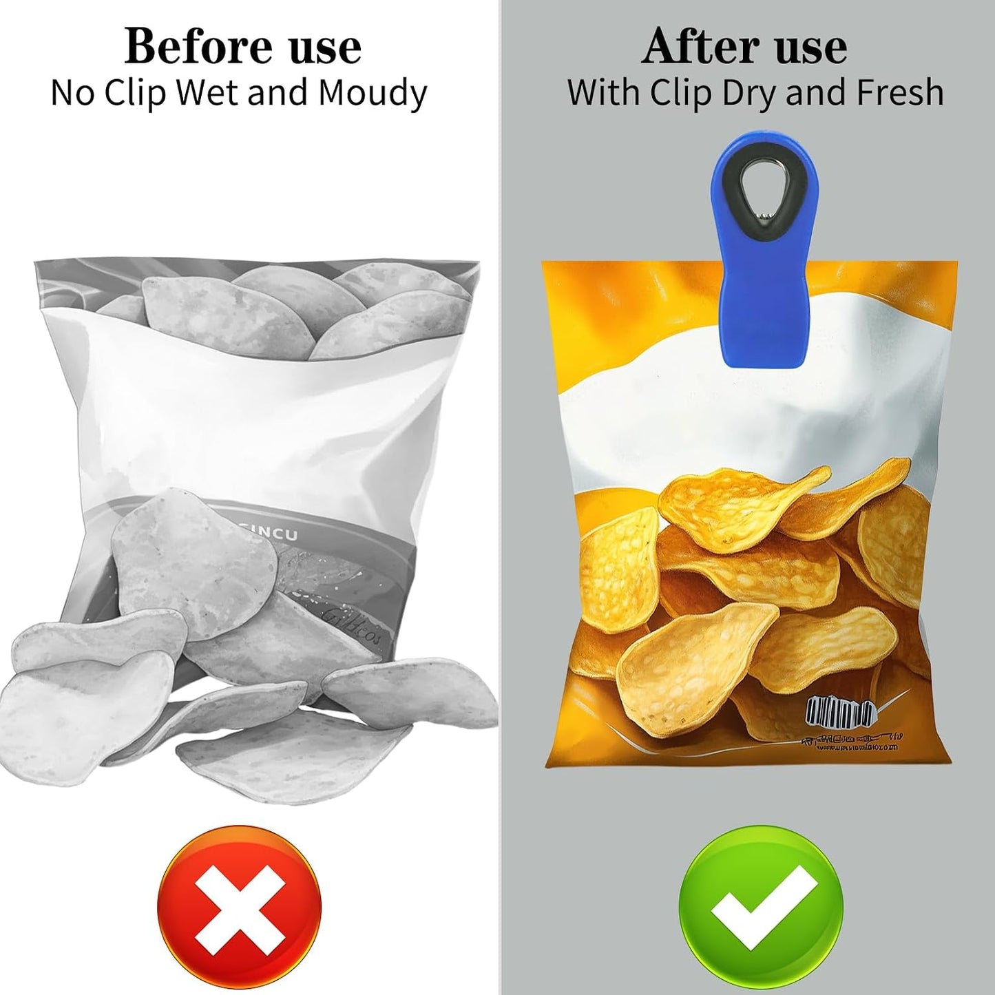 Chip Clips Bag Clips Magnetic Bread Bag Food Package with Silicone Textured Mouth (10pcs Colored)