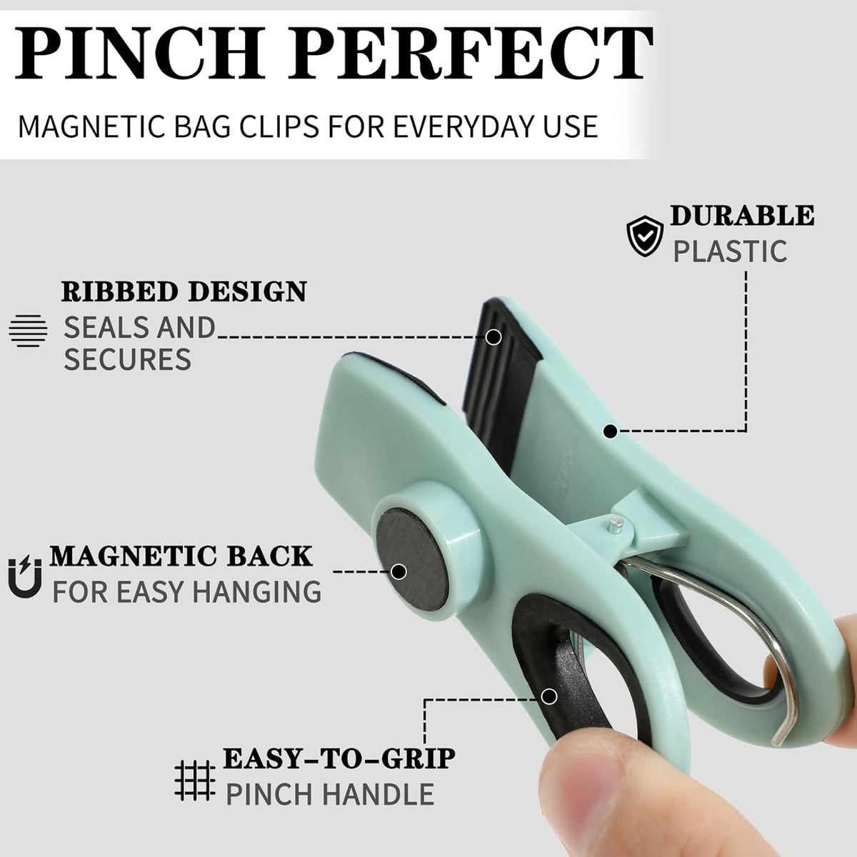 Chip Clips Bag Clips Magnetic Bread Bag Food Package with Silicone Textured Mouth (10pcs Colored)