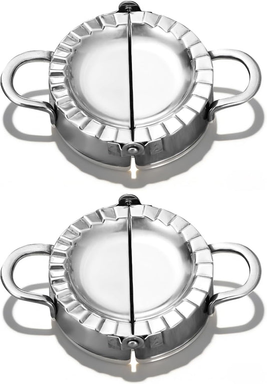 Stainless Steel Dumpling Ravioli Maker Press,2 Pack Pierogi Mold - Wonton Mould, Easy-tool for Dumpling Wrapper Dough Stamp Cutter Pastry Pie Making (2 pcs dumpling maker)