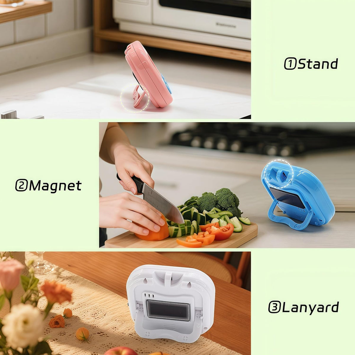 6 Pack Multi-Function Electronic Timer - Kitchen Timer,Magnetic Digital Timers,Big LCD Display, ON/Off Switch,Extensively Use in Cooking,Gym, Meeting, Classroom,Kitchen,Study,Work,Outdoor Activities