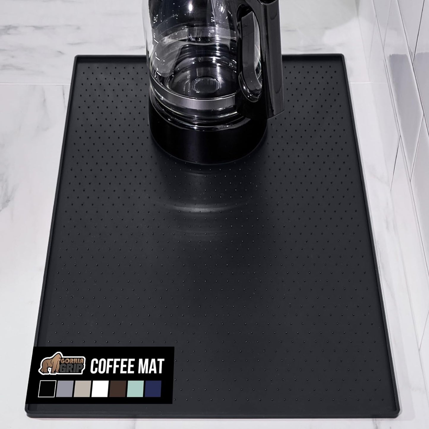 Silicone Coffee Mat, Espresso Machine Bar Accessories, Keep Kitchen Counters Clean, Stays in Place, Waterproof and Heat Resistant Dish Drying Mats, Home Decor Essentials, 11.5x18.5, Black