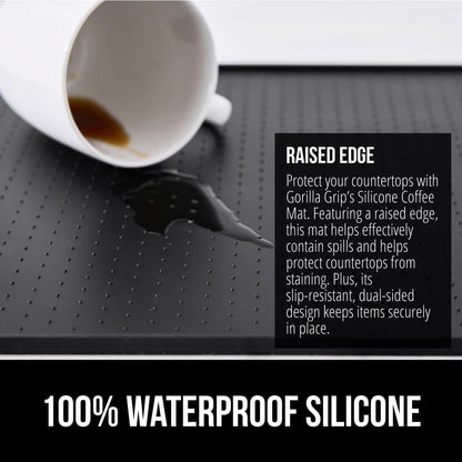 Silicone Coffee Mat, Espresso Machine Bar Accessories, Keep Kitchen Counters Clean, Stays in Place, Waterproof and Heat Resistant Dish Drying Mats, Home Decor Essentials, 11.5x18.5, Black