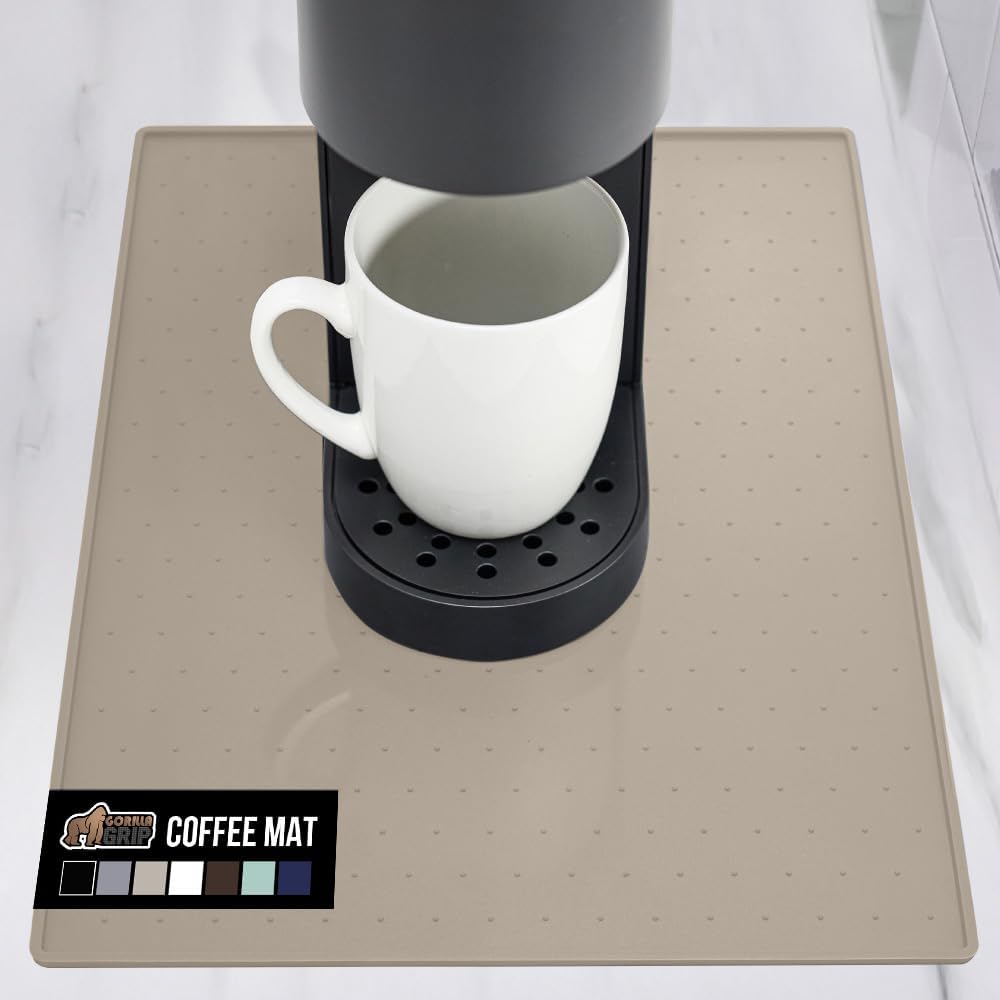 Silicone Coffee Mat, Espresso Machine Bar Accessories, Keep Kitchen Counters Clean, Stays in Place, Waterproof and Heat Resistant Dish Drying Mats, Home Decor Essentials, 11.5x18.5, Black