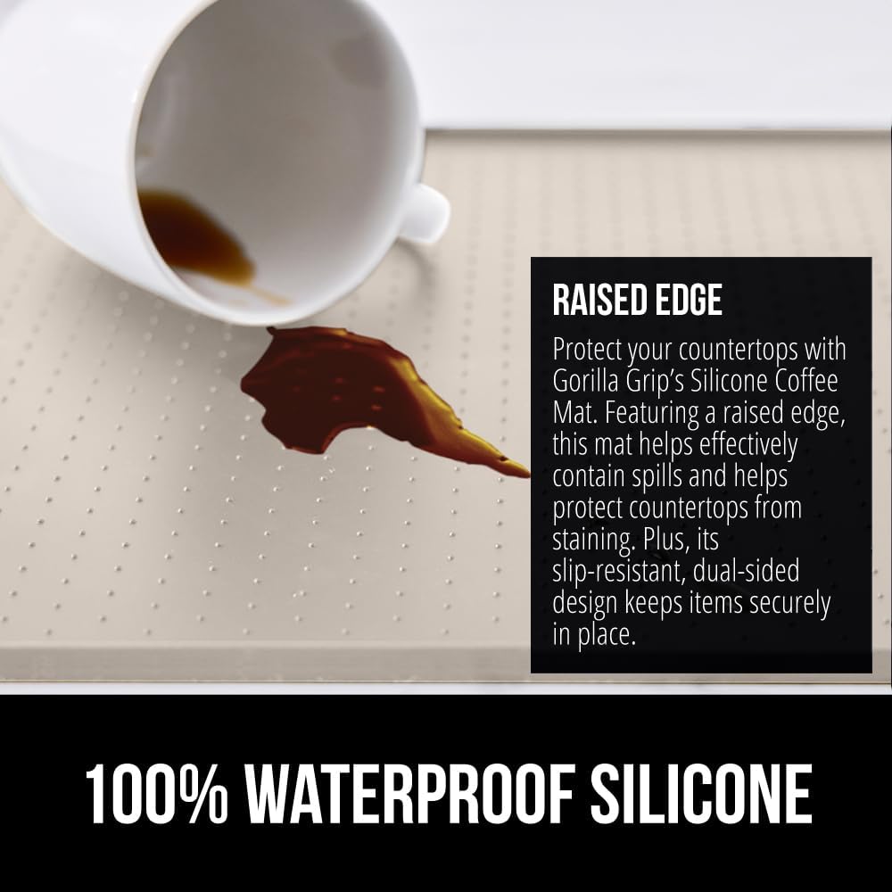 Silicone Coffee Mat, Espresso Machine Bar Accessories, Keep Kitchen Counters Clean, Stays in Place, Waterproof and Heat Resistant Dish Drying Mats, Home Decor Essentials, 11.5x18.5, Black