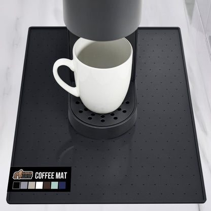 Silicone Coffee Mat, Espresso Machine Bar Accessories, Keep Kitchen Counters Clean, Stays in Place, Waterproof and Heat Resistant Dish Drying Mats, Home Decor Essentials, 11.5x18.5, Black