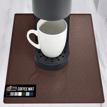 Silicone Coffee Mat, Espresso Machine Bar Accessories, Keep Kitchen Counters Clean, Stays in Place, Waterproof and Heat Resistant Dish Drying Mats, Home Decor Essentials, 11.5x18.5, Black