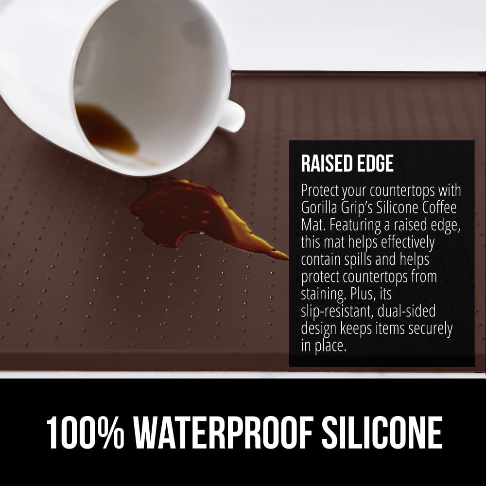 Silicone Coffee Mat, Espresso Machine Bar Accessories, Keep Kitchen Counters Clean, Stays in Place, Waterproof and Heat Resistant Dish Drying Mats, Home Decor Essentials, 11.5x18.5, Black