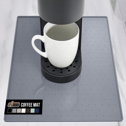 Silicone Coffee Mat, Espresso Machine Bar Accessories, Keep Kitchen Counters Clean, Stays in Place, Waterproof and Heat Resistant Dish Drying Mats, Home Decor Essentials, 11.5x18.5, Black