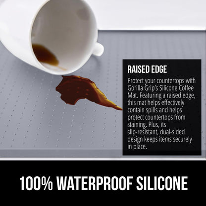 Silicone Coffee Mat, Espresso Machine Bar Accessories, Keep Kitchen Counters Clean, Stays in Place, Waterproof and Heat Resistant Dish Drying Mats, Home Decor Essentials, 11.5x18.5, Black